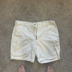 Peter Millar Cream Flat Front Shorts